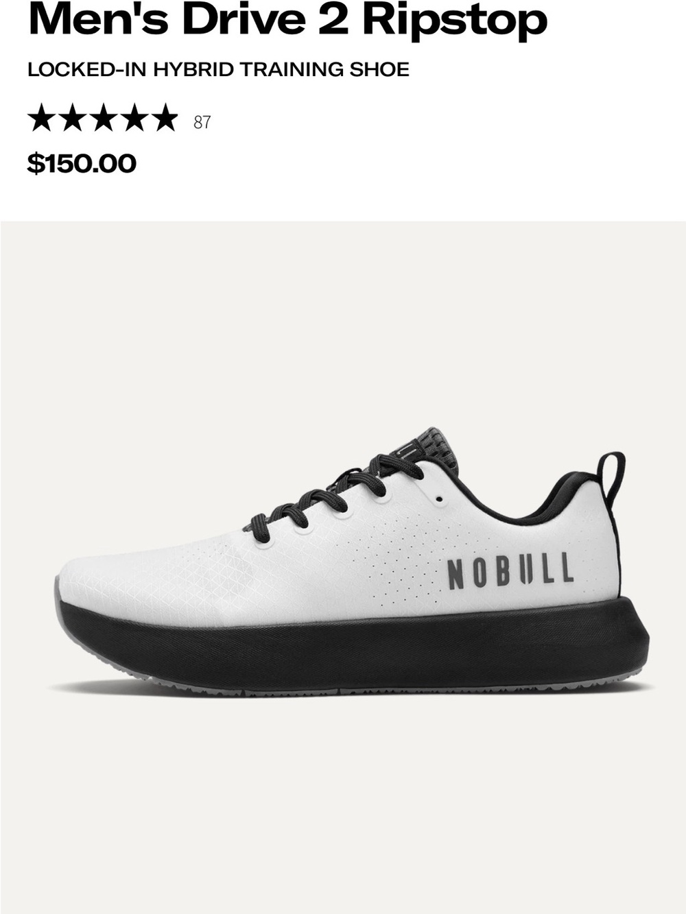 NOBULL Drive 2 Ripstop in Classic White Jet Black